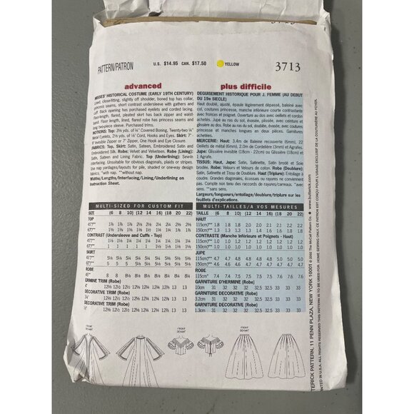 Butterick 3713 Pattern Queen Royal Elizabeth Sizes 6-10 Historical Costume UNCUT - Picture 4 of 6